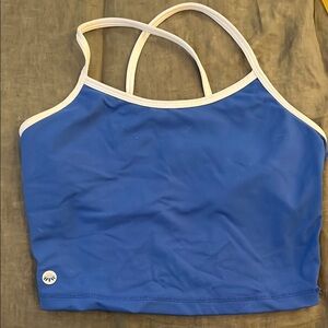 Senita Athletics Blue Athletic cropped Tank with White Trim